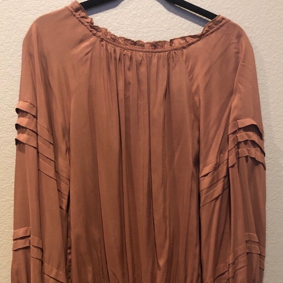 Women's Boutique Wishlist Rust Ruffled Tassel Blouse One Piece Bodysuit S/M/L - Picture 5 of 10